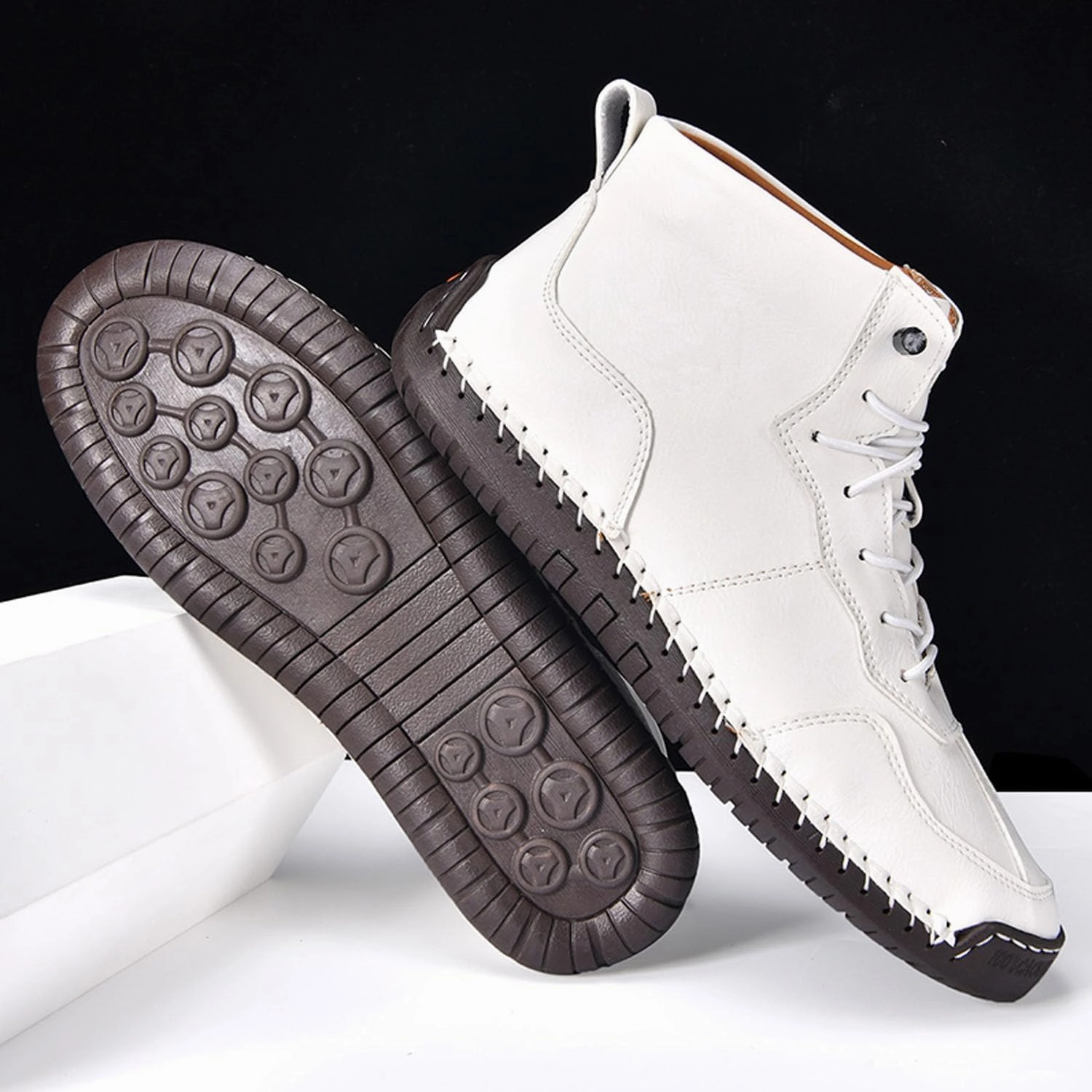 Men's Lace Up Italian Handmade Chukka Boots,Sawbehind Mens Boots,Sawbehind Leather Boot s Mens Waterproof Non-Slip Comfortable Handmade Leather Boot Golden Fox Boots