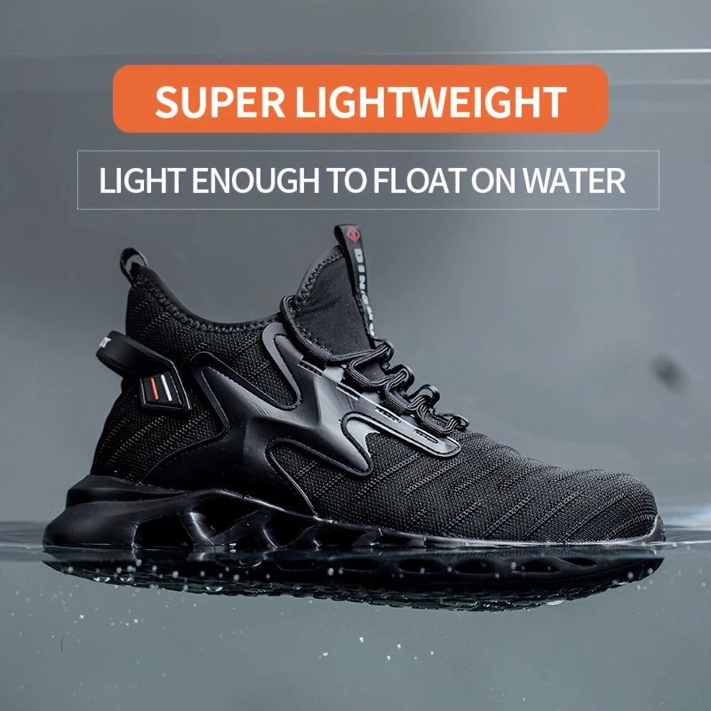 Cheap Indoor Climbing Shoes Men's Puncture Proof Steel Toe Anti-smash Non-Slip Shock Absorbing Work Safety Shoes, Lightweight Fly Woven Safety Shoes For Men, Anti-smashing And Anti-piercing Steel Toe Shoes