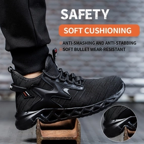 Climbing Shoes For Hand Cracks Men's Puncture Proof Steel Toe Anti-smash Non-Slip Shock Absorbing Work Safety Shoes, Lightweight Fly Woven Safety Shoes For Men, Anti-smashing And Anti-piercing Steel Toe Shoes