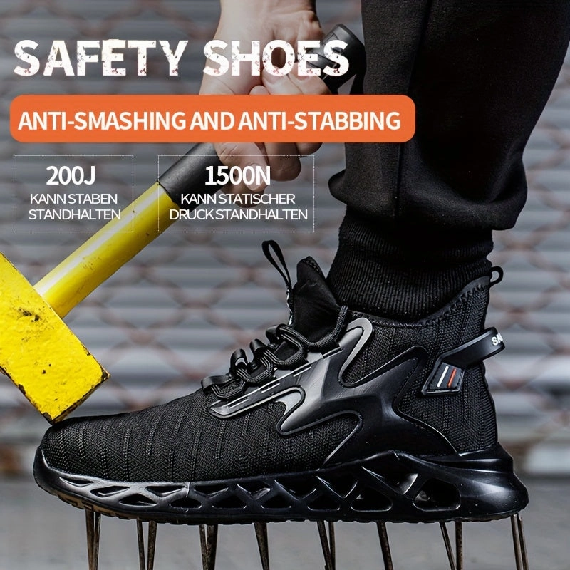 Rock Climbing Shoes Cleaning Men's Puncture Proof Steel Toe Anti-smash Non-Slip Shock Absorbing Work Safety Shoes, Lightweight Fly Woven Safety Shoes For Men, Anti-smashing And Anti-piercing Steel Toe Shoes