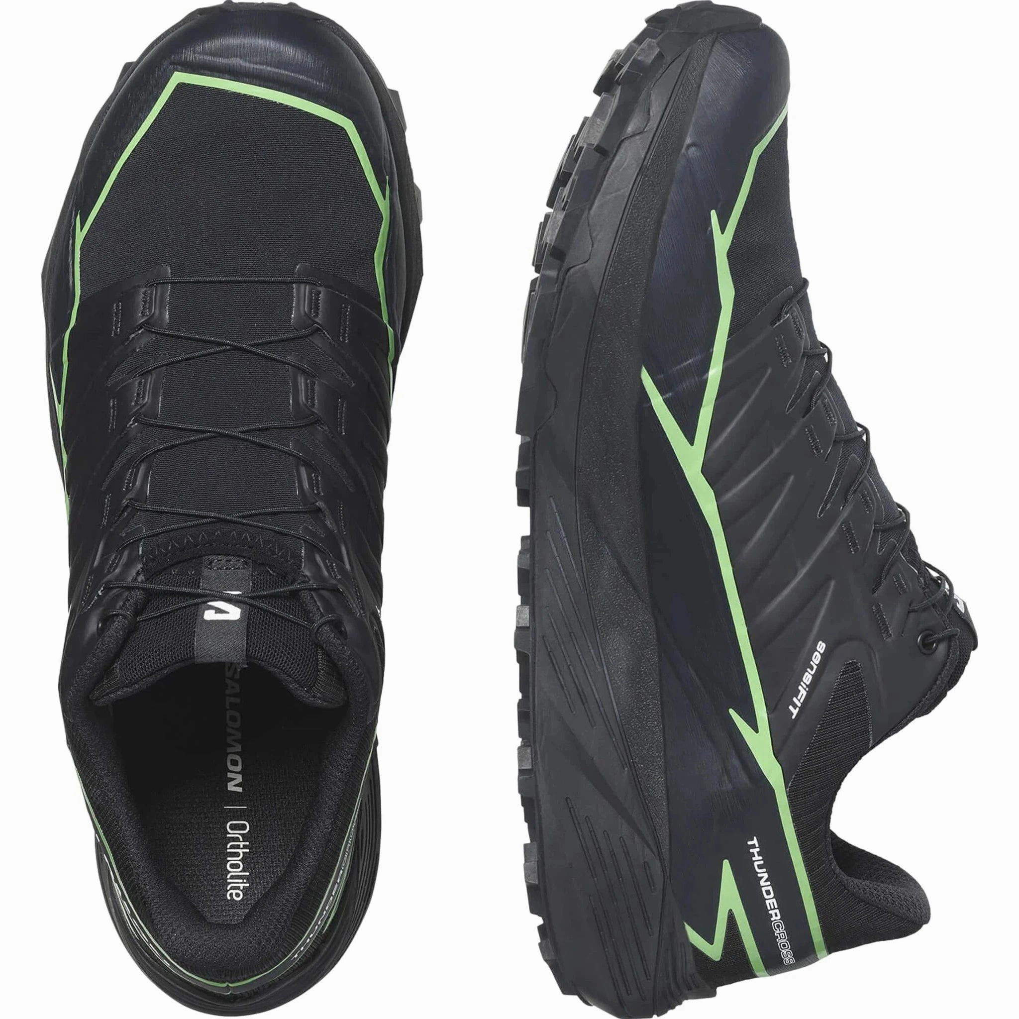 Men's Salomon Thundercross GTX  Black - Green Gecko - Black Top Minimalist Trail Running Shoes