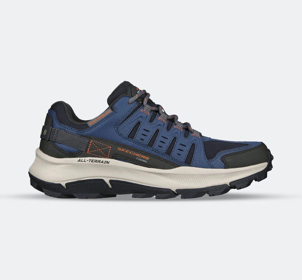 High Top Trail Running Shoes Men's Wide Fit Skechers 237501 Equalizer 5.0 Trail-Solix Walking Sneakers - Navy/Orange