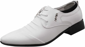 Slouchy Boots Mens Business Dress Shoes Black Casual Male Leather Men Shoe Wedding Suit Business Shoes Comfortable Lace Shoes Men's leather shoes Men's Dress Shoes Brown Loafer (White, 46), 10.5