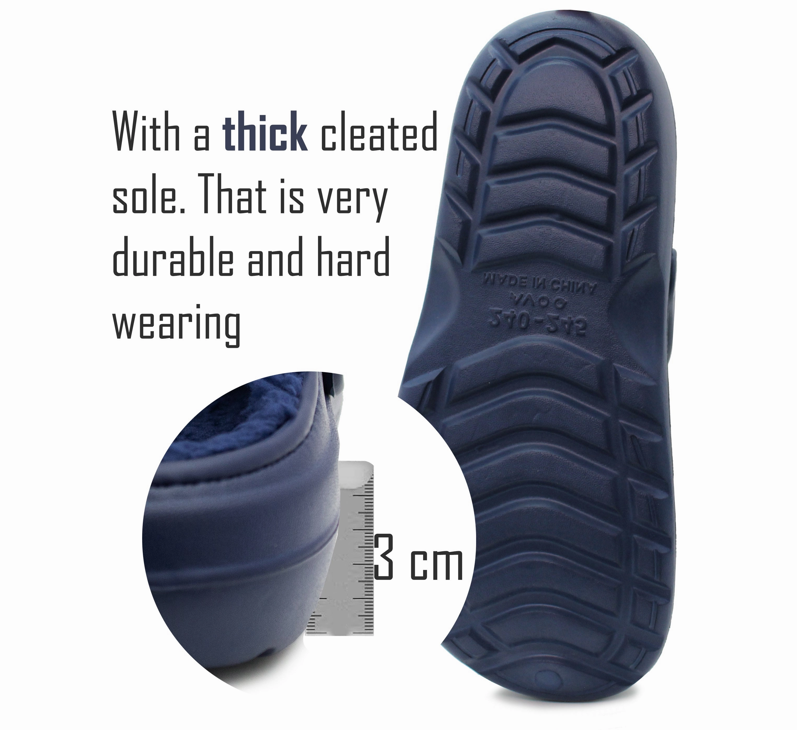 Mens Clogs Warm Fleece Lined Navy Thermal Garden Clogs Waterproof Lightweight EVA Adjustable Faux Fur Slippers Hospital House Shoes Prince Albert Slippers