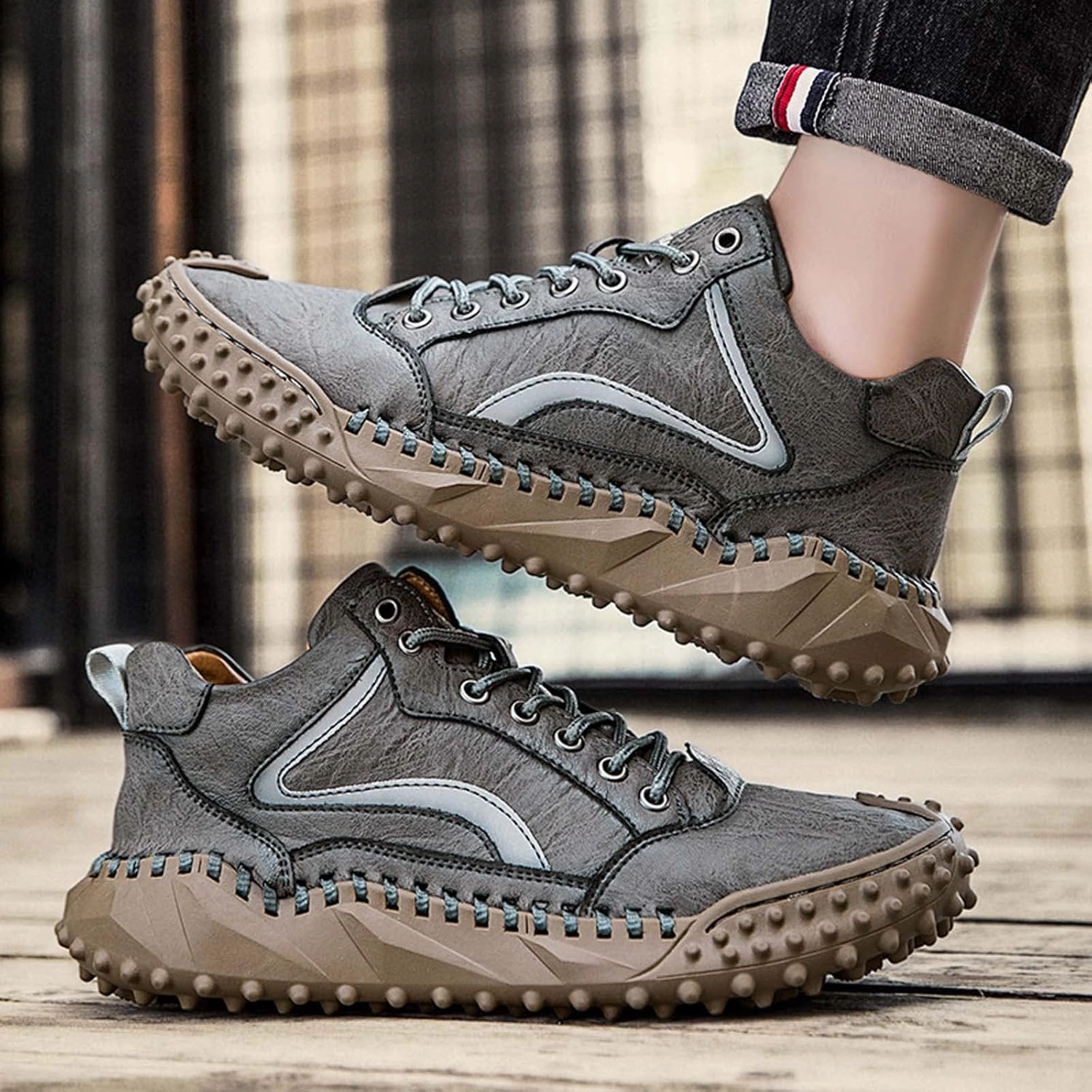 Mens Hiking Shoes, Mens Leather Boots, Slip-Ons Lightweight Comfortable Casual Chukka Boots Mens Fashion Sport Business Bloused Boots