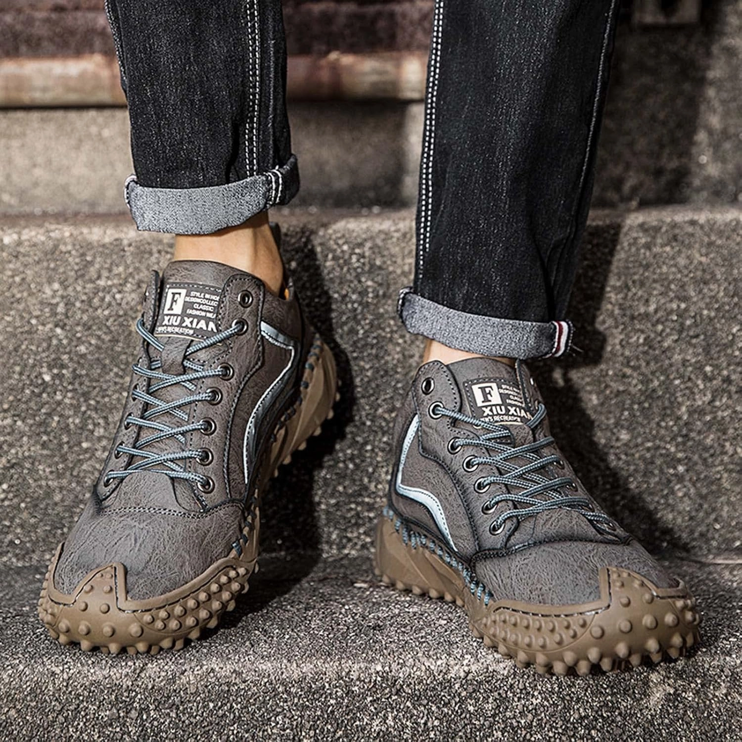 Mens Hiking Shoes, Mens Leather Boots, Slip-Ons Lightweight Comfortable Casual Chukka Boots Mens Fashion Sport Business Martens Men Boots