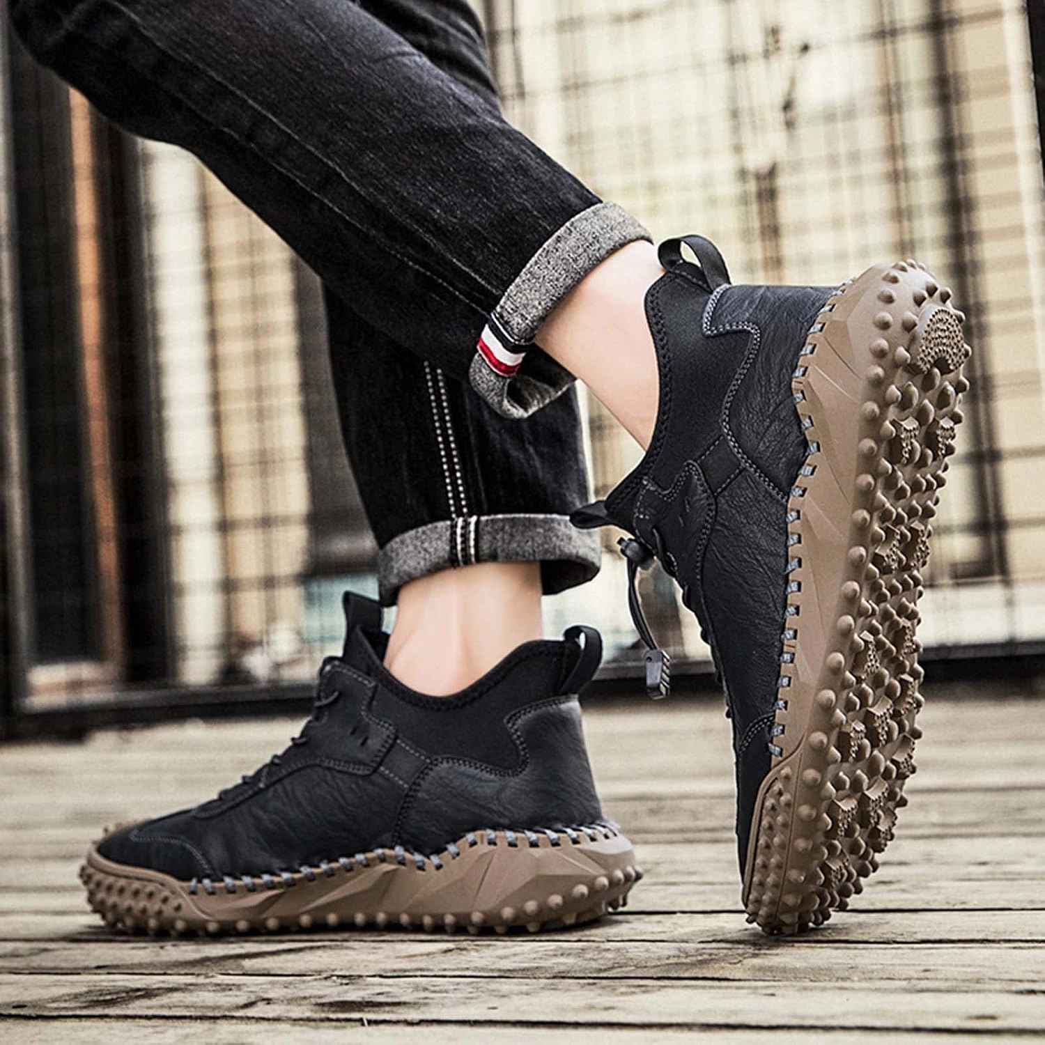 Mens Hiking Shoes, Mens Leather Boots, Slip-Ons Lightweight Comfortable Casual Chukka Boots Mens Fashion Sport Business Boots Mischief