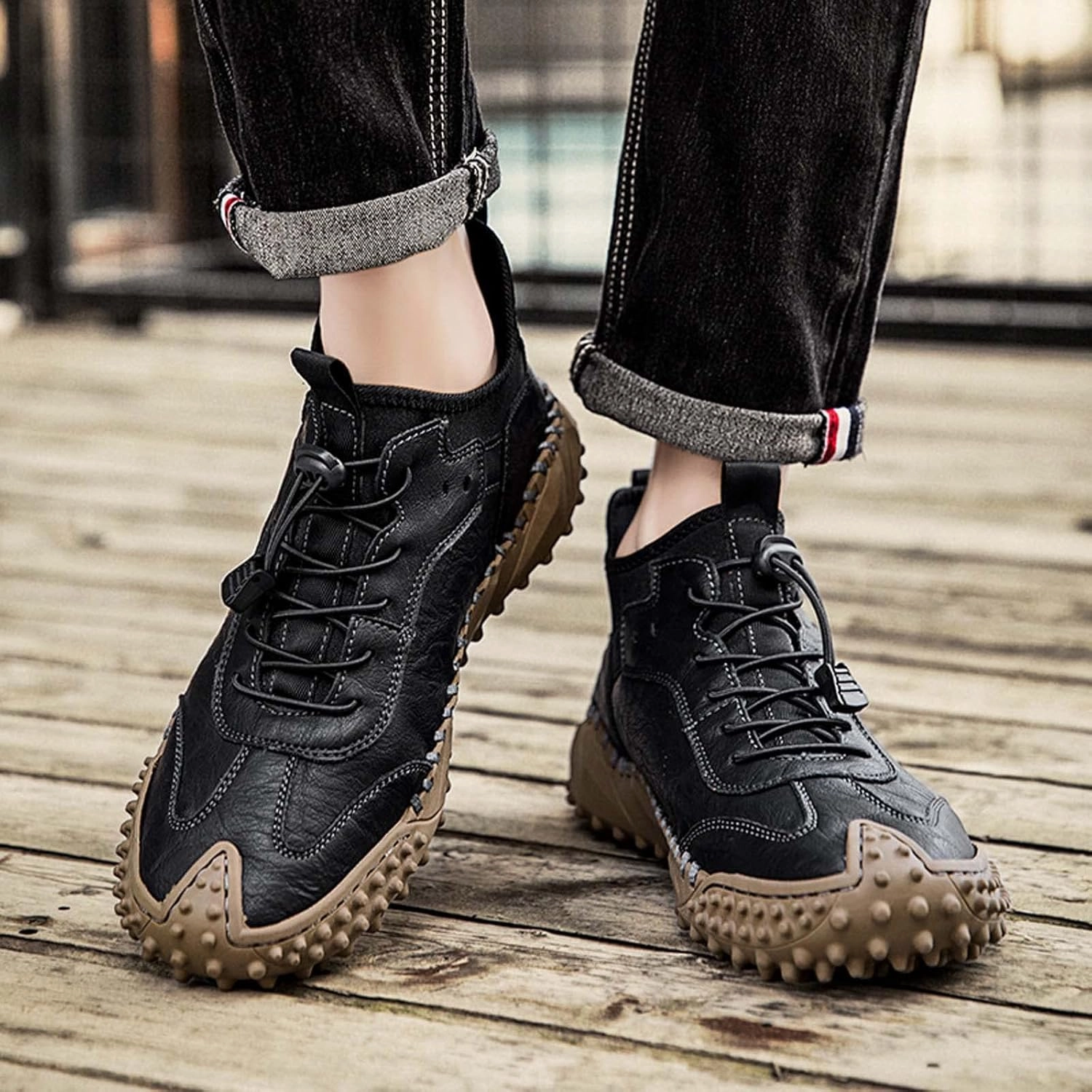 Santa Boots Planter Mens Hiking Shoes, Mens Leather Boots, Slip-Ons Lightweight Comfortable Casual Chukka Boots Mens Fashion Sport Business