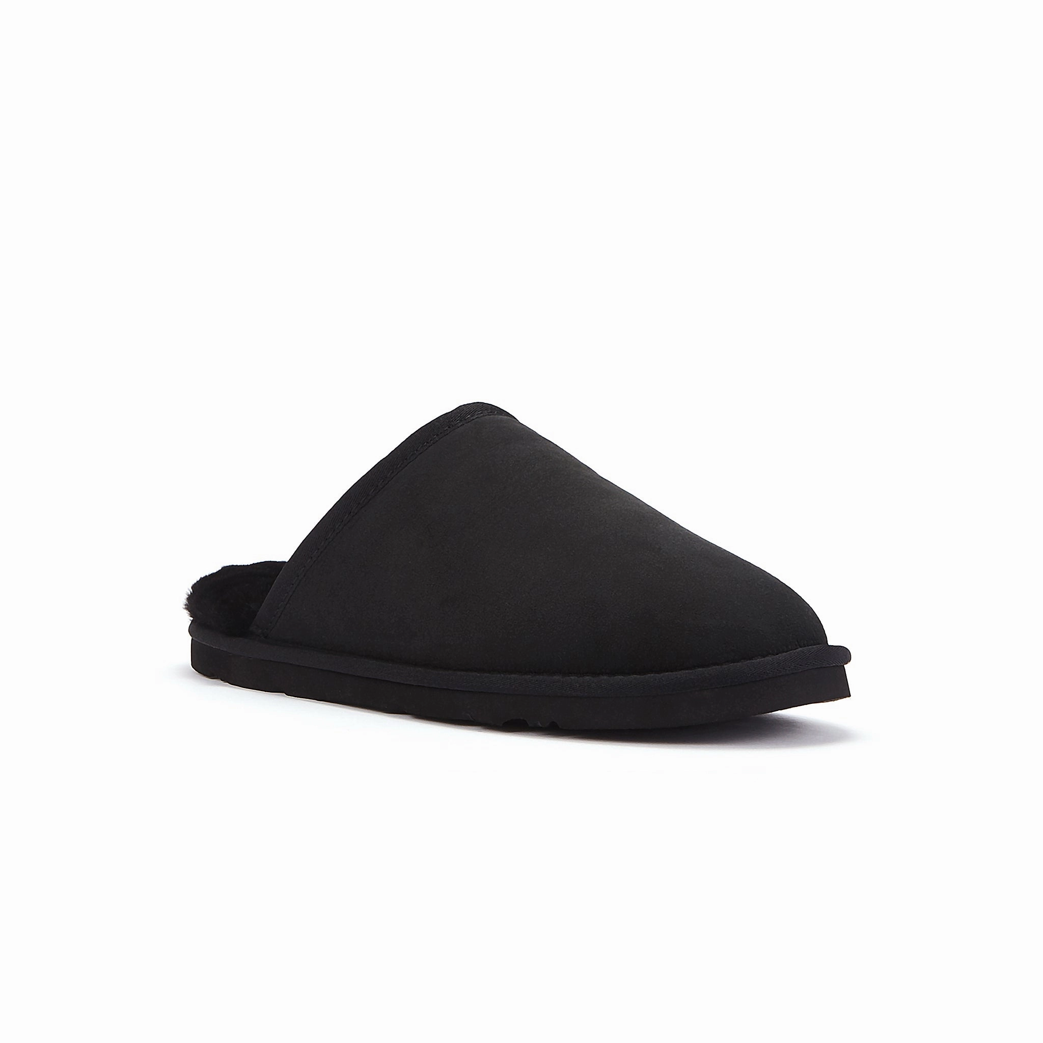 MENS MOOL BLACK Cushioned Slippers