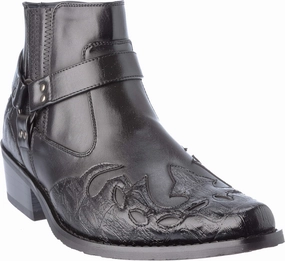 Mens Western Style Cow-Boy Boots Dress-Shoes western11 Black Platform Heel Boots