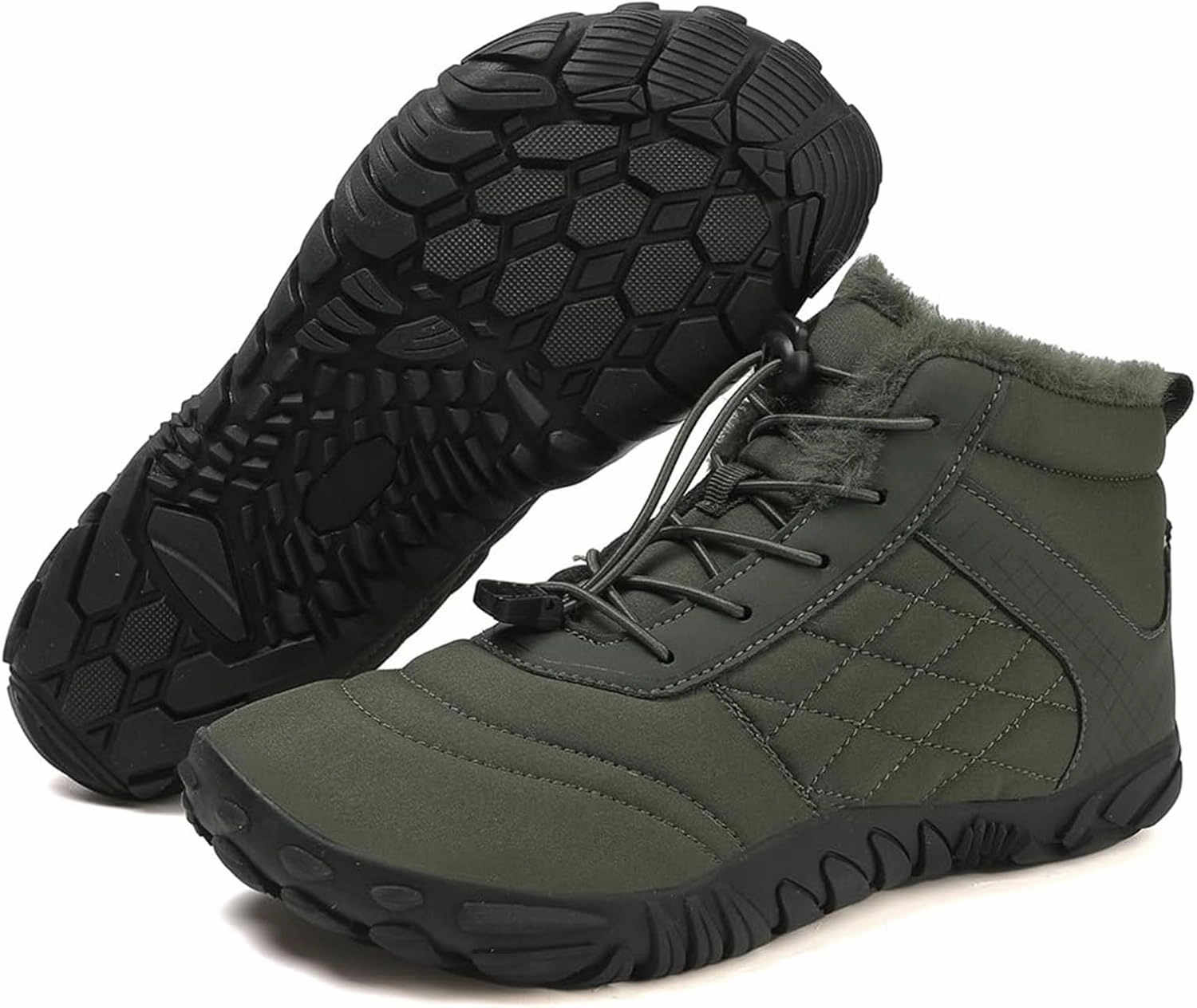 Mens Winter Hiking Boots Slip On Warm Zero Drop Snow Boot Wide Toe Box Lace Up Minimalist Waterproof Shoes Outdoor Walking Running Hiking Five Finger Sneakers Casual Comfortable Ankle Booties Easy Spirit Sneakers On Sale