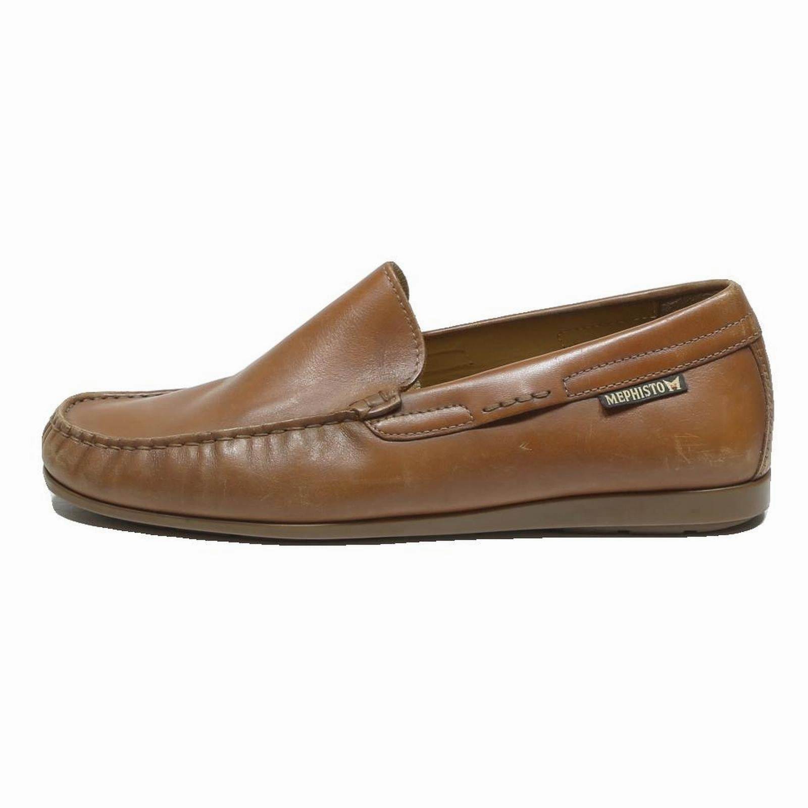 MEPHISTO Mens Leather Loafer Shoes Brown UK 7.5 Comfortable Slip-On Casual Wearing Oxfords With Dresses