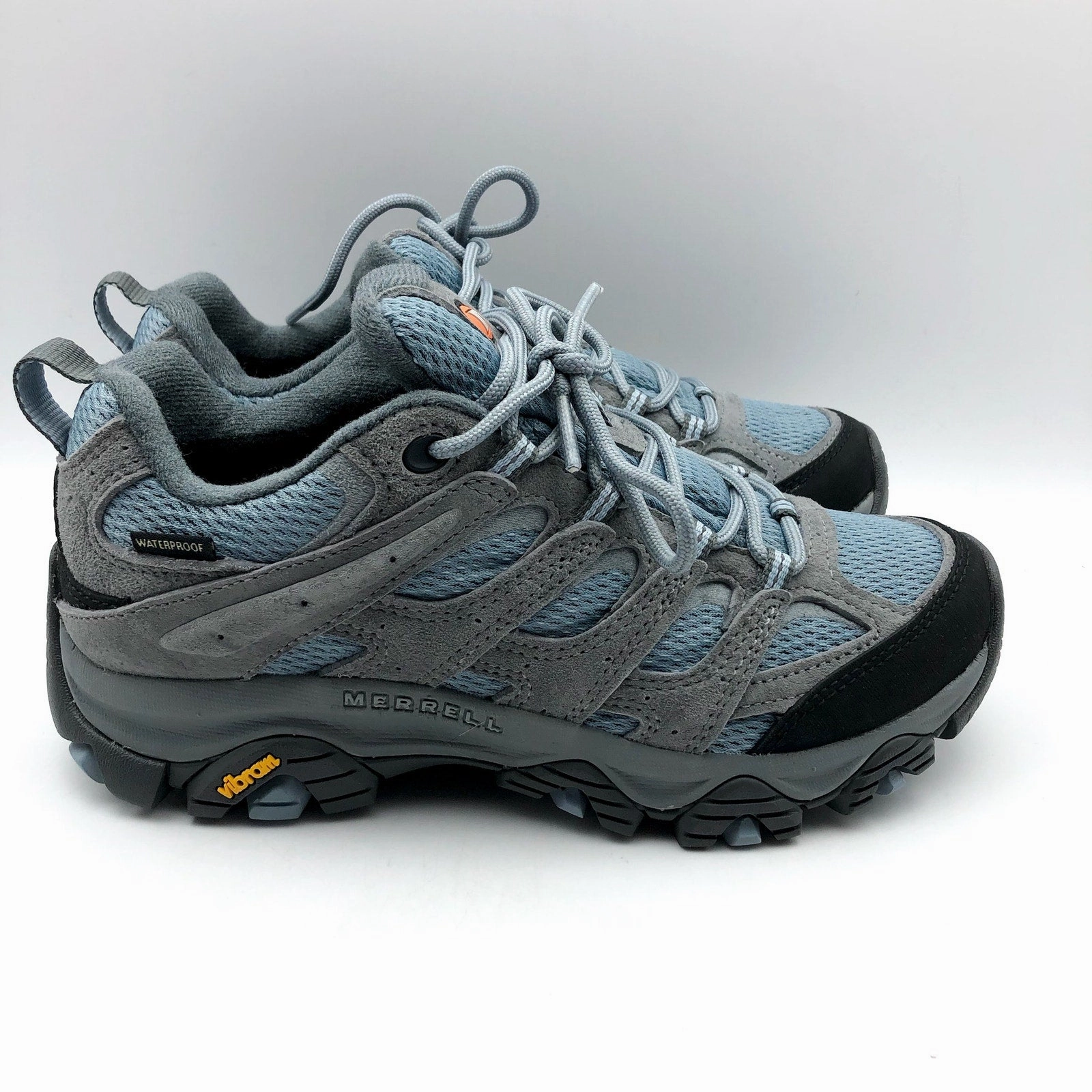 Merrell Womens Moab 3 Hiking Sneaker US 6.5 EU 37 Blue Grey Suede Waterproof NIB Hiking Shoes Lightweight