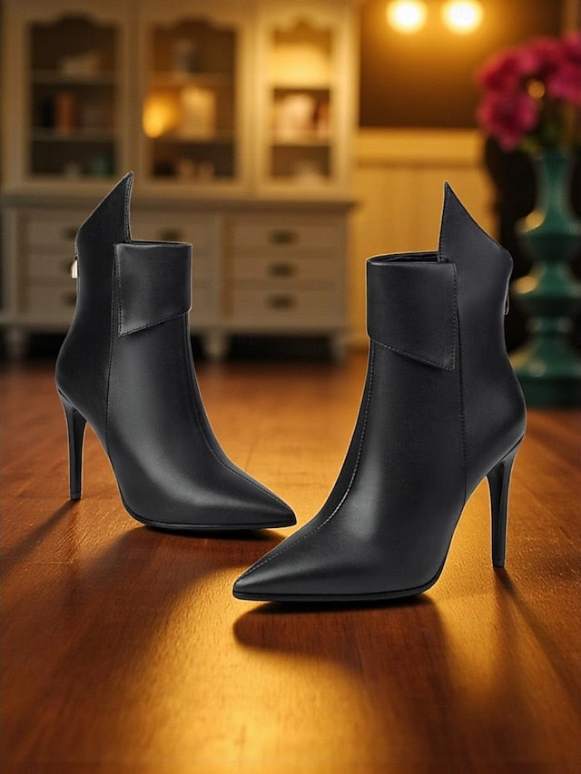 Metallic Toe Pointed Stiletto Ankle Women's Gold Boots -