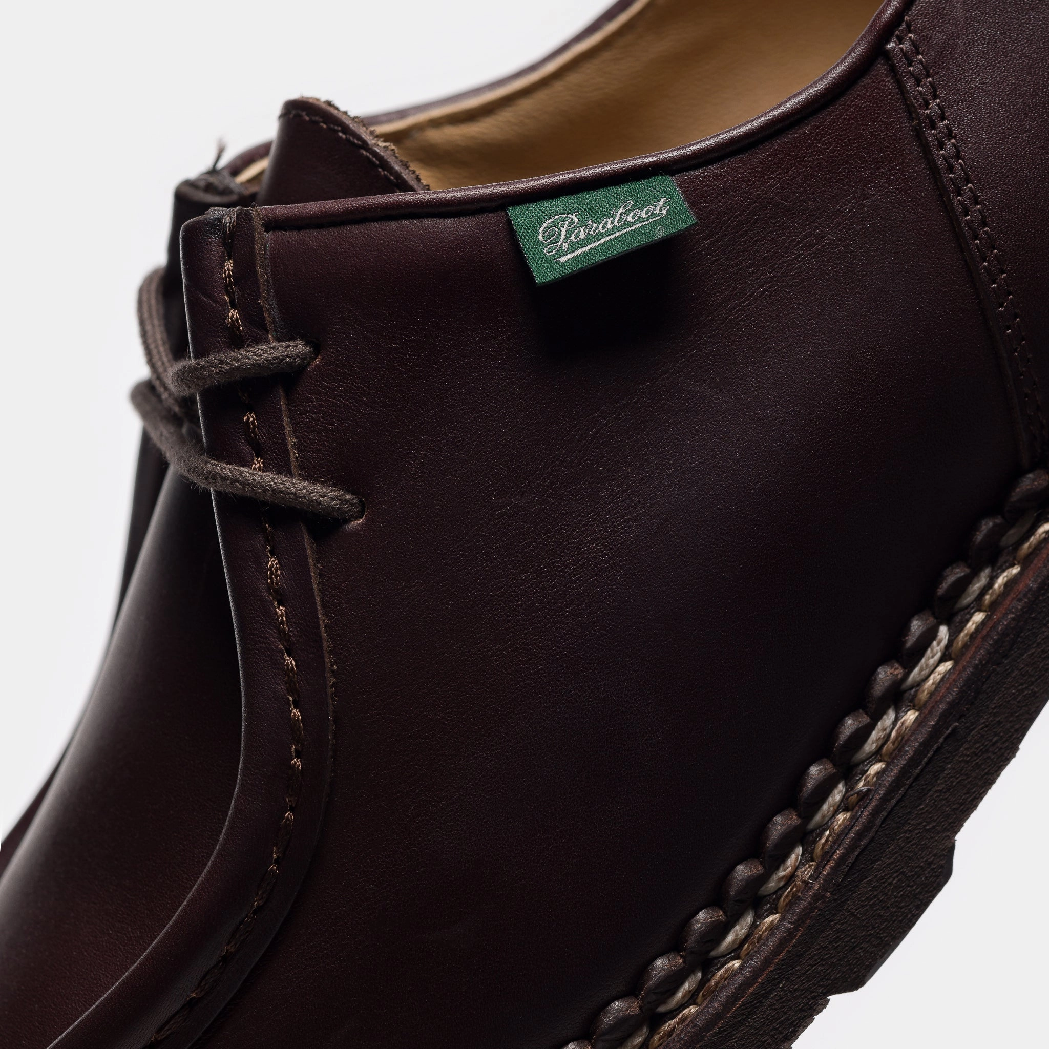 Leather Platform Oxfords Michael Moc Lace-Up Shoe in Coffee