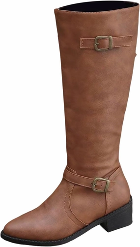 Frye Boots Near Me Mid Calf Boots for Women Wide Calf Boots Western Pointed Toe Chunky Heel Square Heel Side Zipper Outdoor Casual Boots