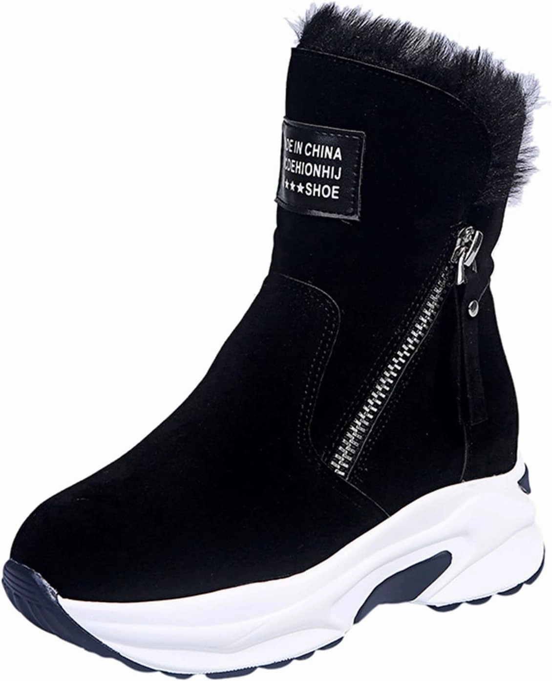 Mid Calf Boots for Women Women's Shoes Thick Bottom Flip Hair Short Velvet Warm Inner Higher Cotton Boots Snow Boots Ivory Cowboy Boots