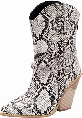 I Got My Boots On The Ground Mid Calf Cowboy Boots for Women Western Boots Women Retro Pointed Toe Chunky Heel Cowgirl Back Zipper Mid Calf Boots