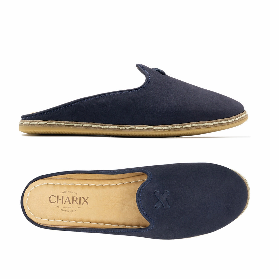 Badminton Shoes In Hyderabad Navy Nubuck Mules for Men