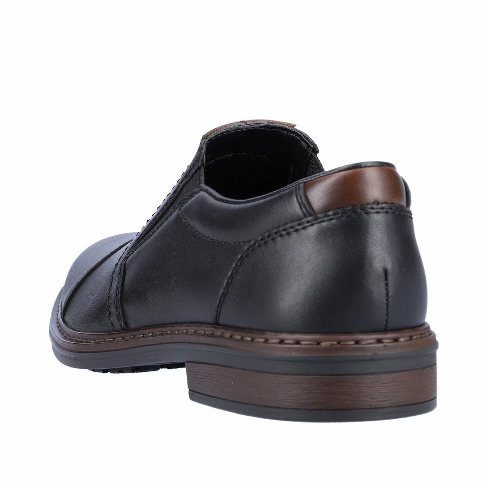 Hubbard's Off Main Oxford Rieker 17659-00 Mens Wide Black Leather Elasticated Shoes