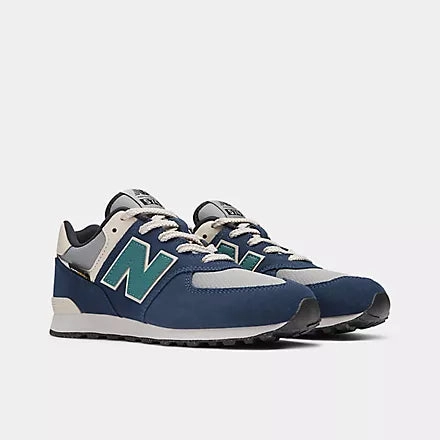 New Balance Kid's 574 Navy/Grey Shoes Spyder X Classic Leather Trail Shoes