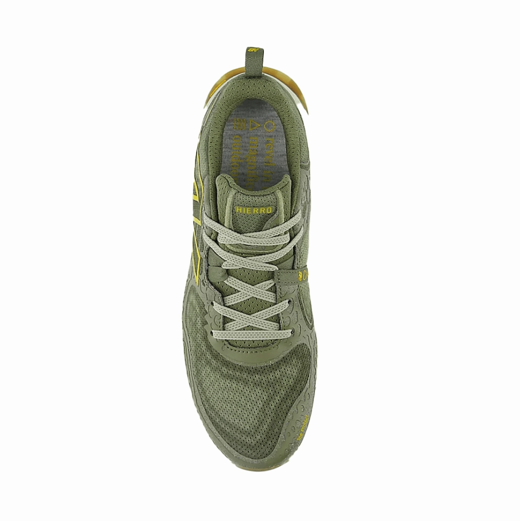 New Balance Men's  Fresh Foam X Hierro v8 Trail Running Shoes in Dark Olivine with Olivine and Lichen Green SS24 Trail Running Shoes Vs Street Running Shoes