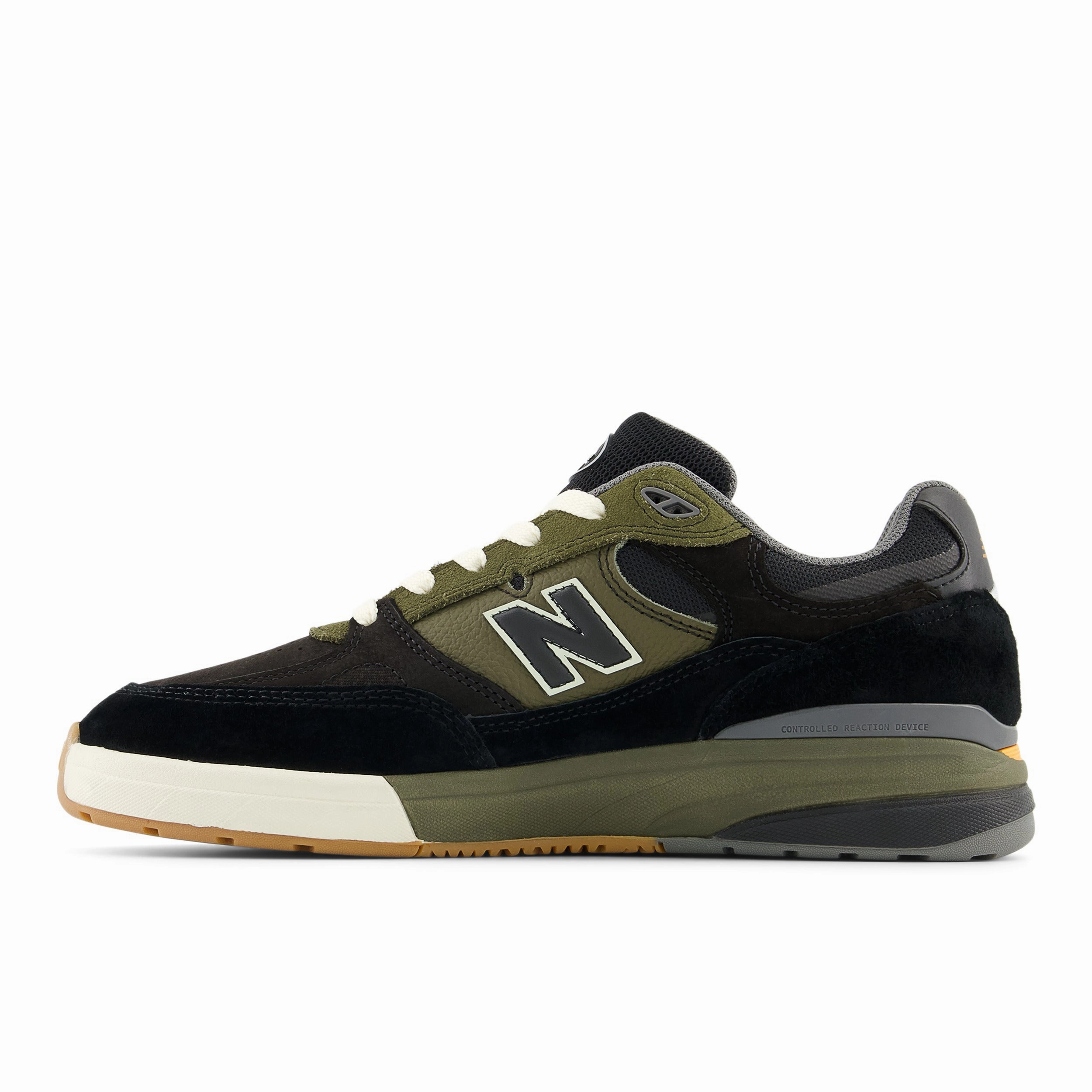 Most Comfy Skate New Balance Numeric 933 Andrew Reynolds Skateboard Shoes - Black / Dark Olivine