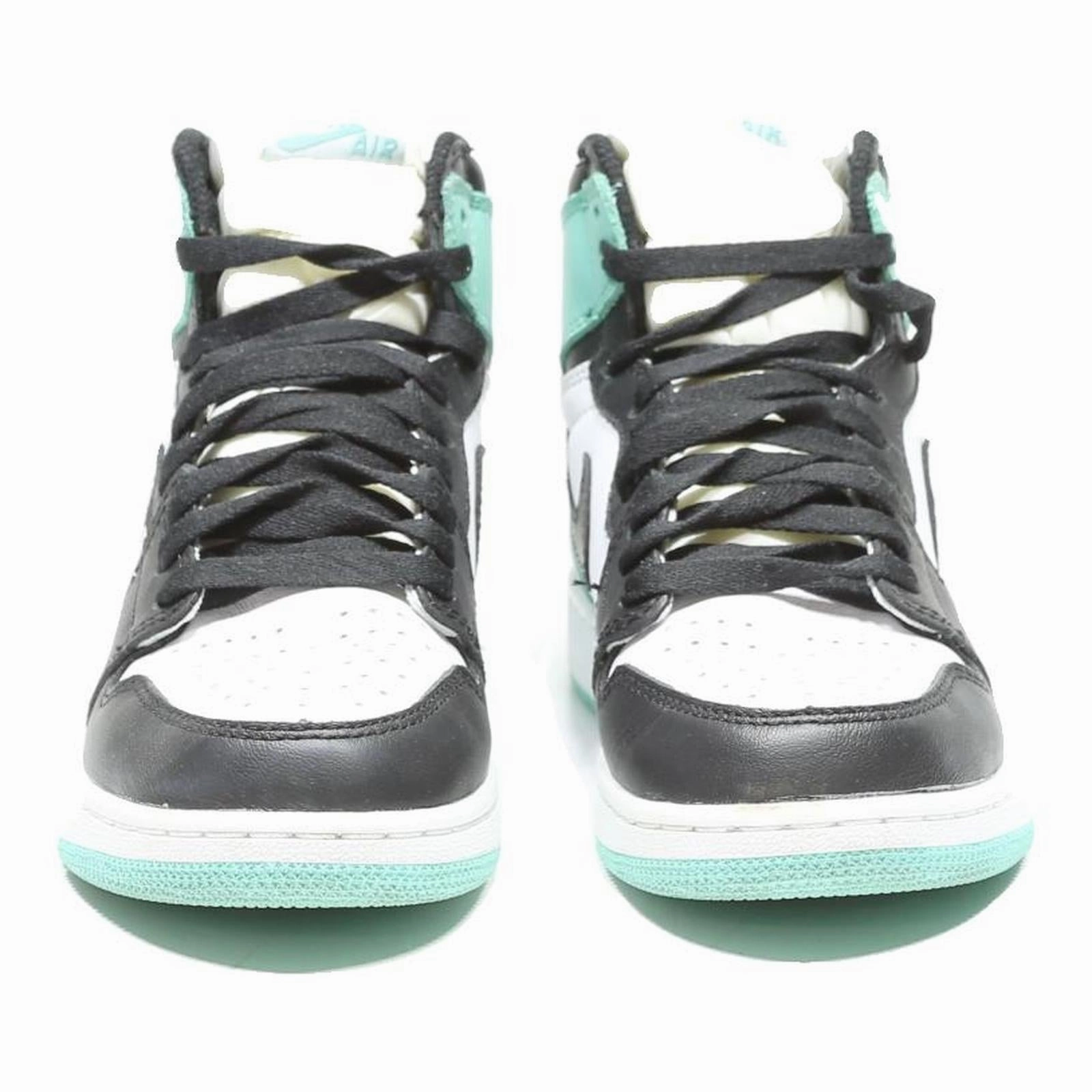 NIKE Air Jordan 1 Retro Girls High Top Trainers Black & Green Leather UK 5 Wnba Nike Shoe