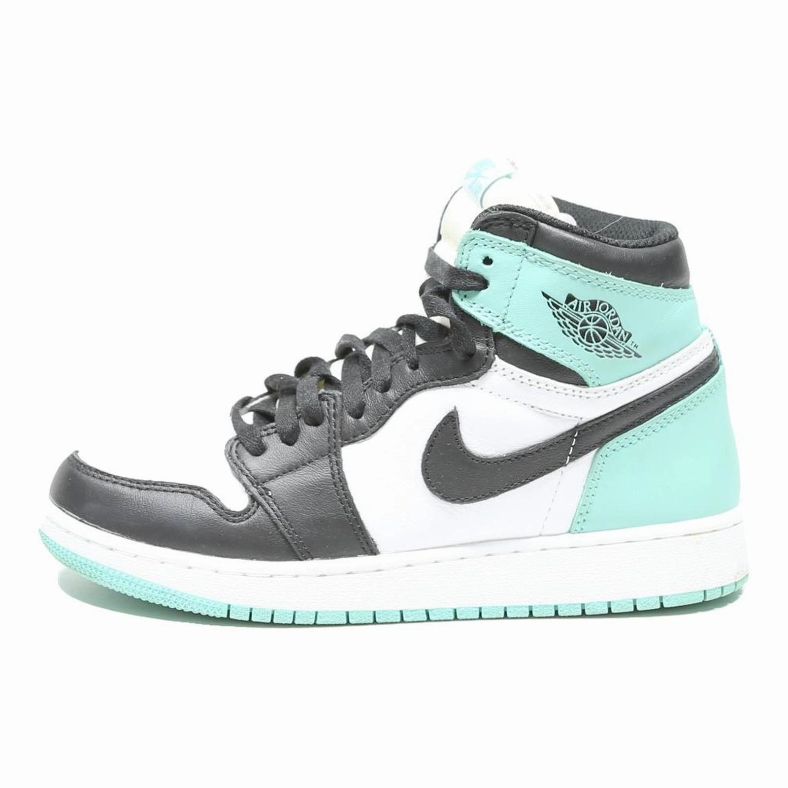 Nike Air Shoes For Basketball NIKE Air Jordan 1 Retro Girls High Top Trainers Black & Green Leather UK 5