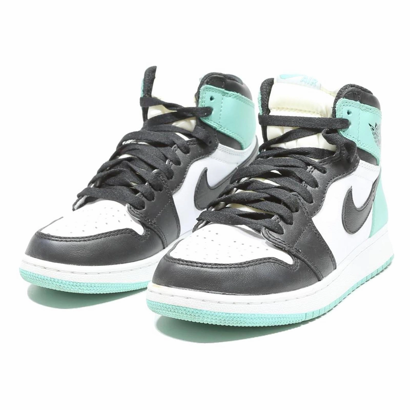 NIKE Air Jordan 1 Retro Girls High Top Trainers Black & Green Leather UK 5 Air Zoom Nike Basketball Shoes