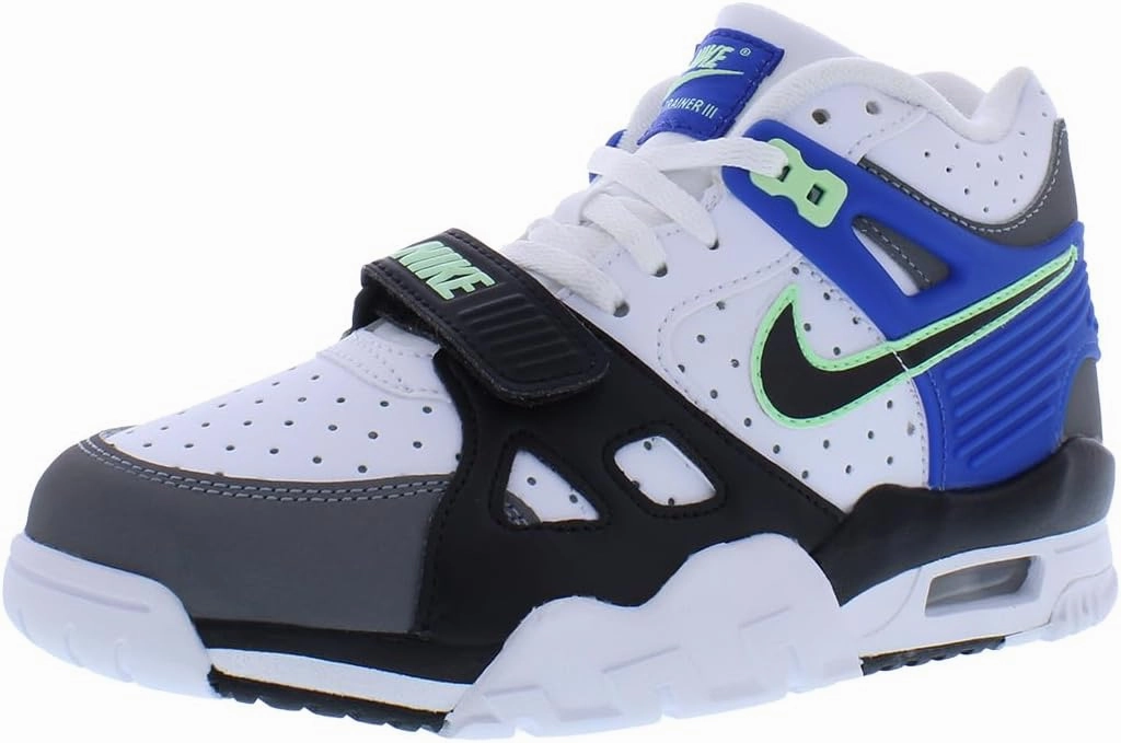 Nike Air Trainer 3 GS Boys Shoes Size 6.5, Color: White/Grey/Blue Retro Nike Running Shoes