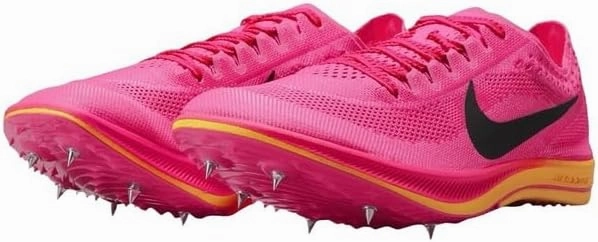 Mike Vick Nike Shoes Nike Men's ZoomX Dragonfly Track & Field Distance Spikes, Blue, White, Barely Volt, Hyper Orange, Dynamic Turquoise, Size 15