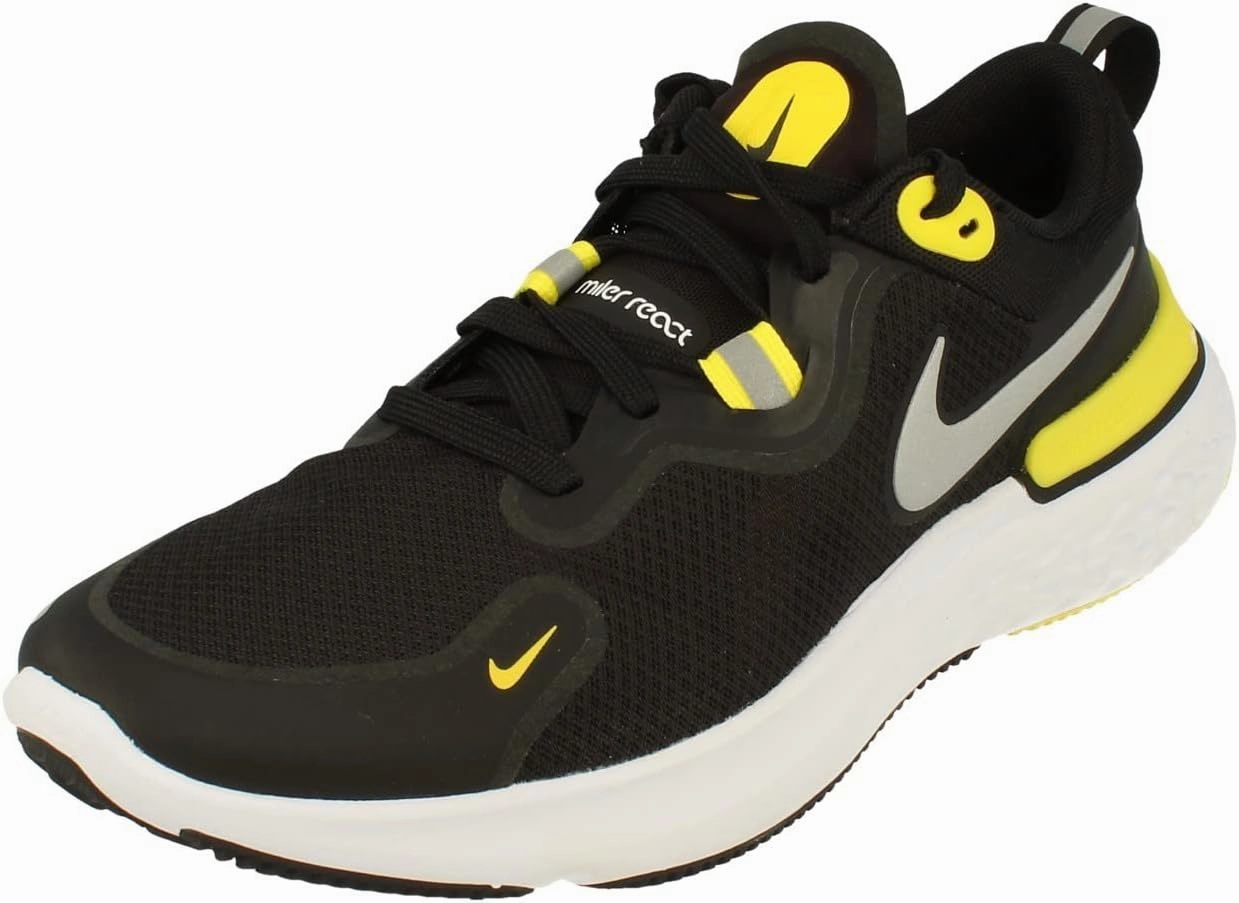 Nike React Miler Mens Running Trainers CW1777 Sneakers Shoes (UK 9 US 10 EU 44, Black Metallic Silver 009) First Nike Shoe