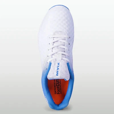 Nivia Crick-1000 Spikes Cricket Shoes for Men (White/Sky) Basketball Shoes 6.5