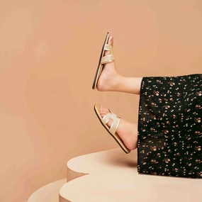 Slip On Sneakers No Back Golden Casual Slipper CL2075