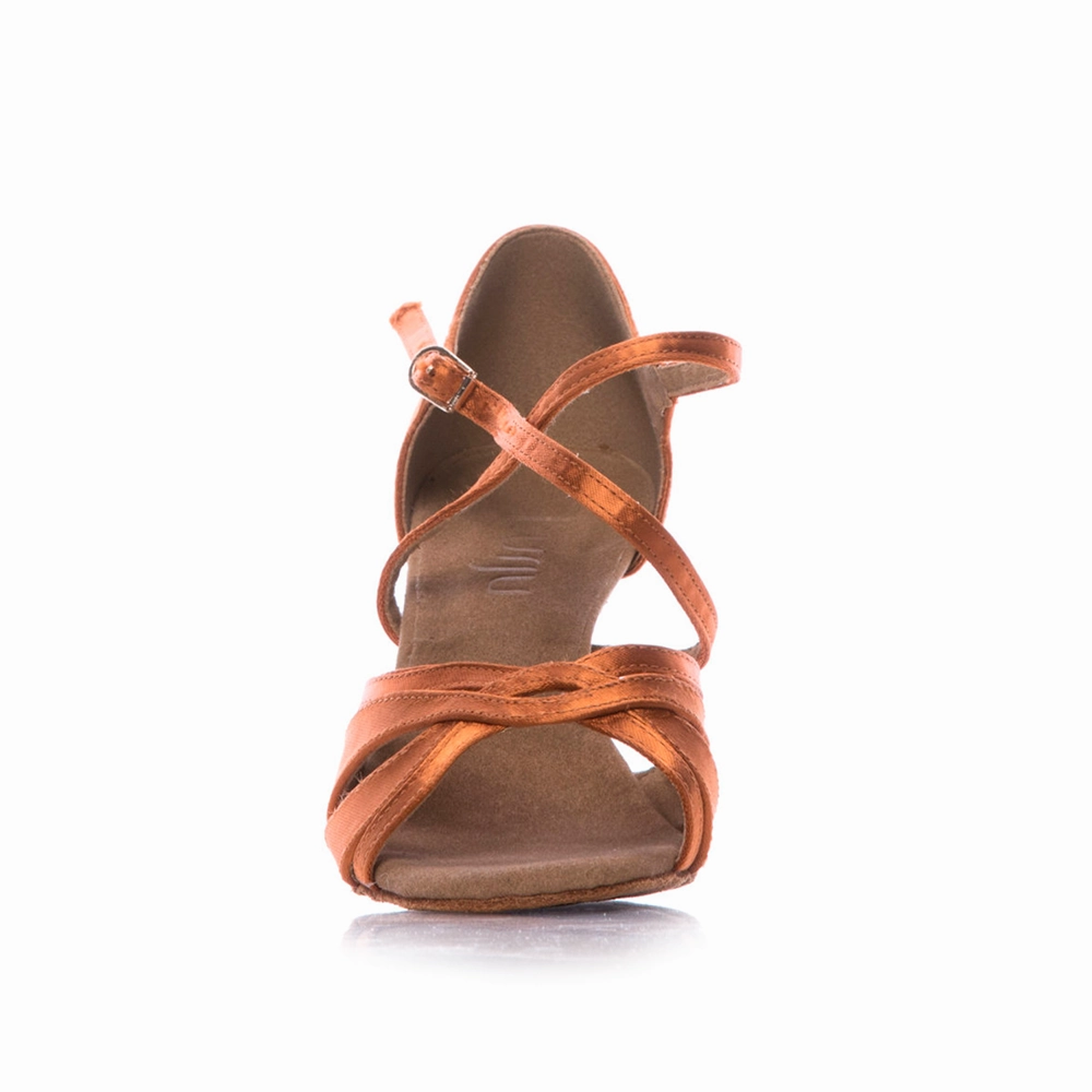 Loraina - Tan Strappy Latin Dance Shoes (Suede Sole)