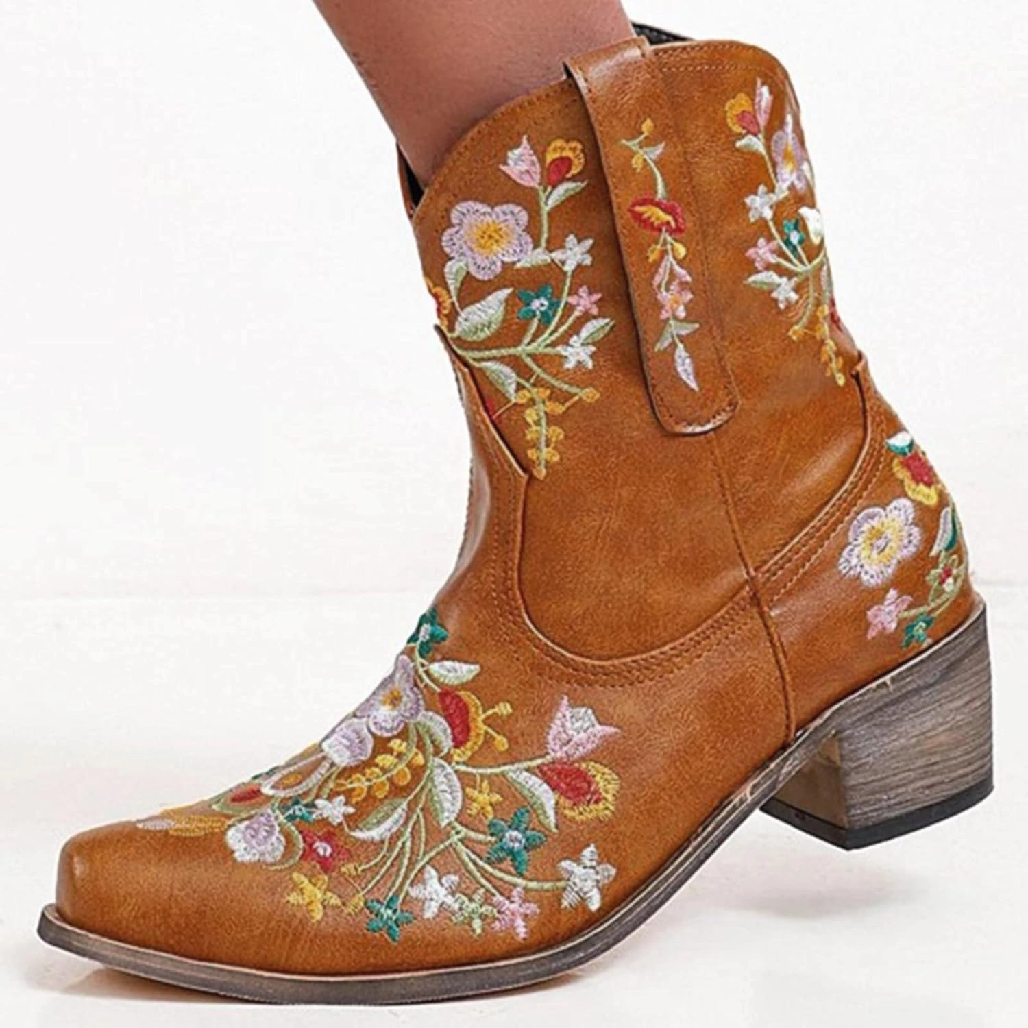 Best Snake Boots Western Mid Calf Boots Cowgirl Boots Boots for Women Cowboy Boots Embroidered Chunky Heel Western Boots Pull On Boots