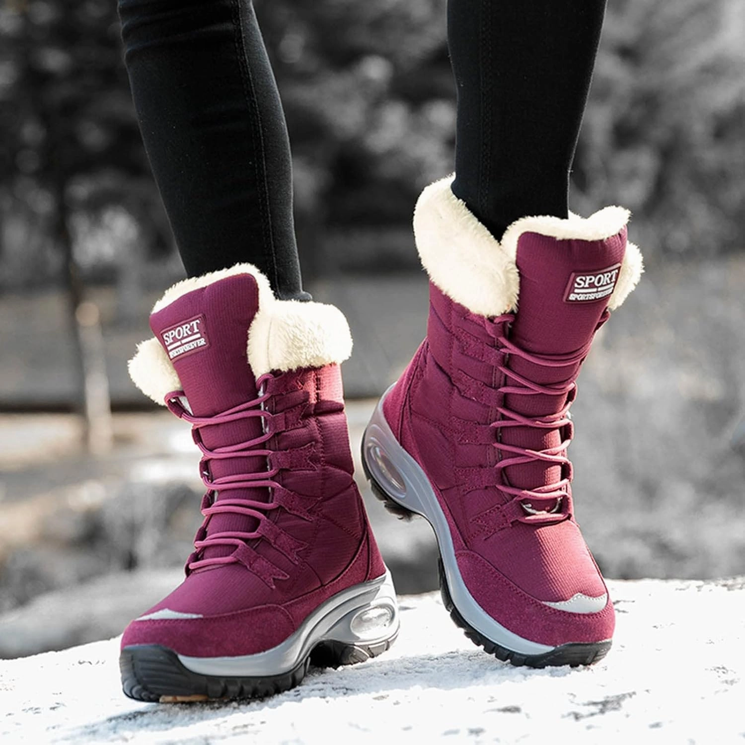 Ankle Boots for Women Comfy Platform Padded Warm Shoes Outdoor Non-Slip Snow Boots Sneakers Casual Women's Shoes Brown Fold Over Boots