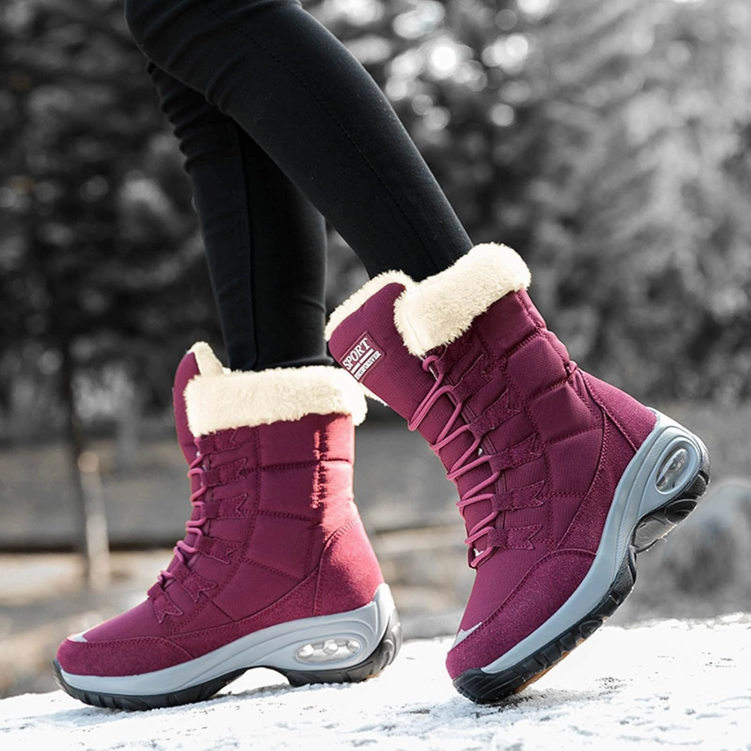 Tony Lama Boots Work Ankle Boots for Women Comfy Platform Padded Warm Shoes Outdoor Non-Slip Snow Boots Sneakers Casual Women's Shoes