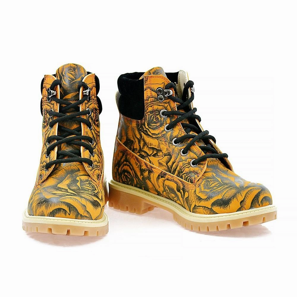 Orange & Black Rose Drawings in Art Short Boots ACAT105 Horse Sport Boots