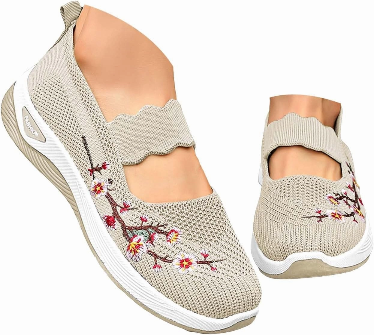 Jaclar Sneakers Orthopedic Shoes for Women Wide Width, Breathable Walking Comfortable Slip on Sneakers Arch Support Casual Shoes