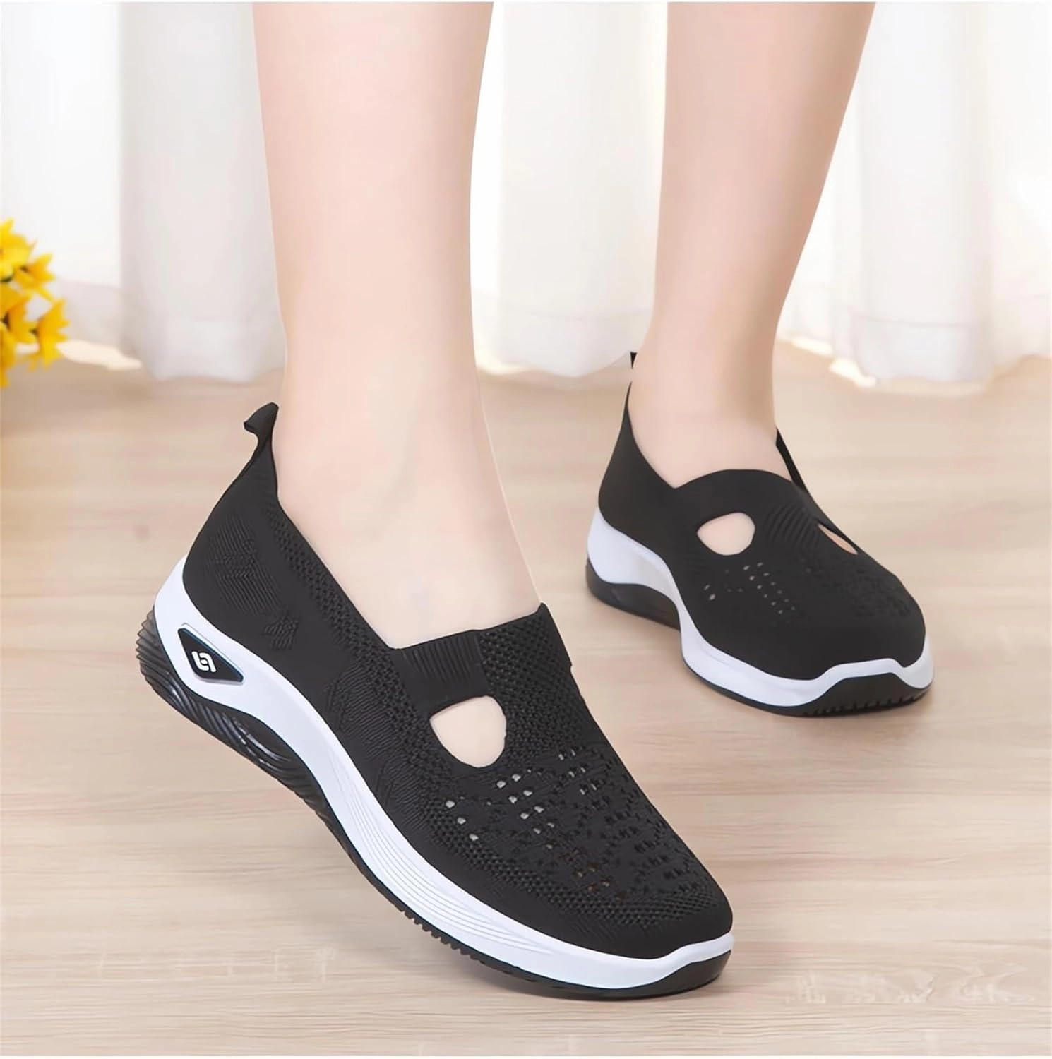Orthopedic Walking Shoes for Women Slip on Diabetic Shoes Hands Free Slip-ins Shoe, Breathable Mesh Knitted Orthowalk Sneakers Neuropathy Plantar Fasciitis Comfort Wear Orthowear Shoe See Kai Run Sneakers