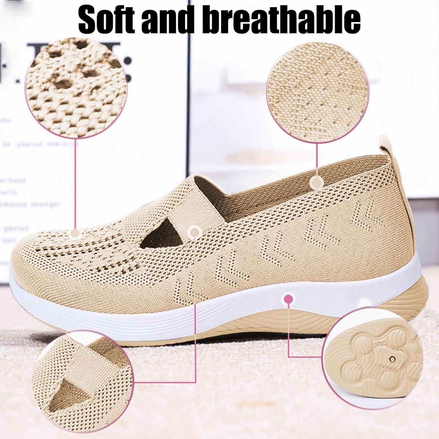 Suede Slip On Sneakers Orthopedic Walking Shoes for Women Slip on Diabetic Shoes Hands Free Slip-ins Shoe, Breathable Mesh Knitted Orthowalk Sneakers Neuropathy Plantar Fasciitis Comfort Wear Orthowear Shoe