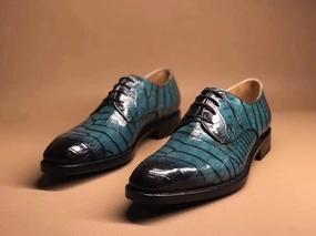 Crocodile Shoes Turquoise Green Crocodile Leather Lace Up Shoes Bates Oxford