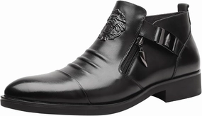 Oxfords Shoes for Men Brown Foreign Trade Men's Embossed Double Side Zipper Europe and The United States Ankle Boots Men's Boots Leather Shoes Black Suit Shoe Uninsulated Hunting Boots