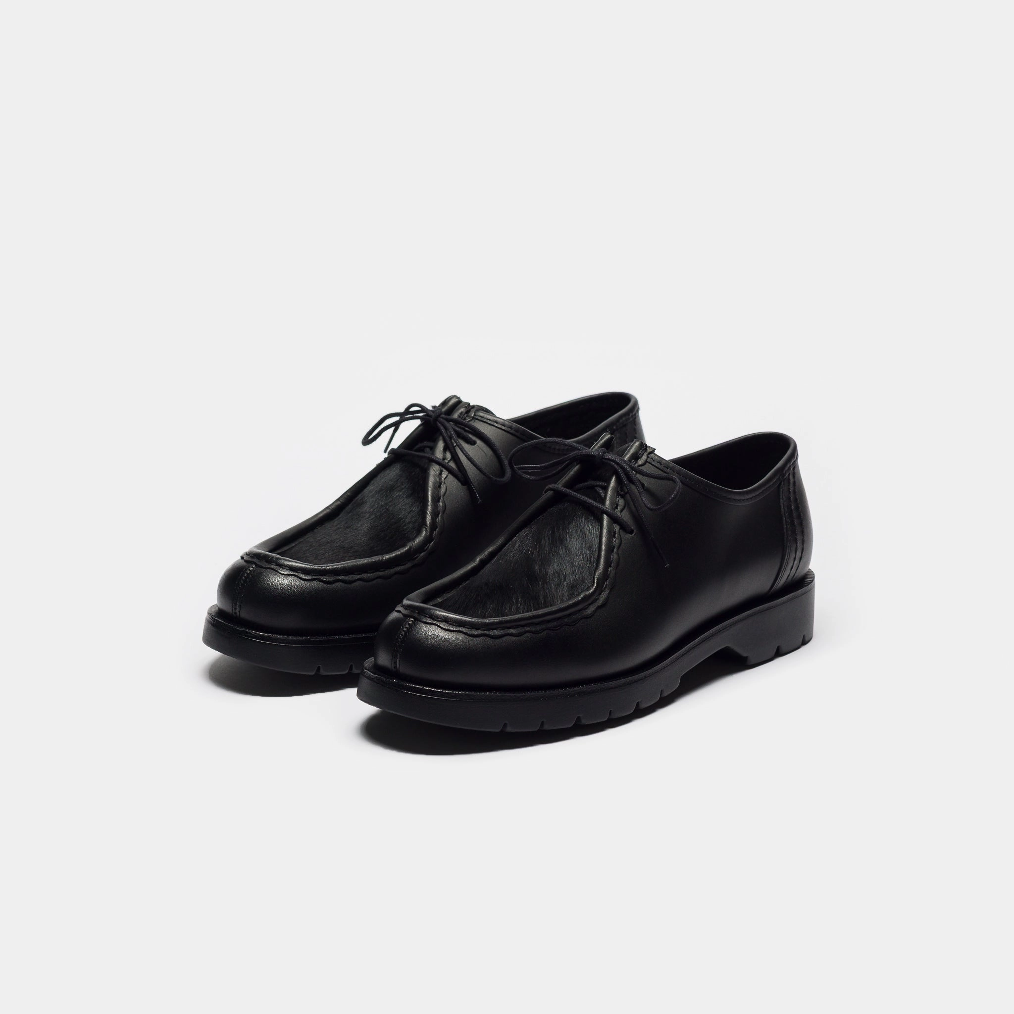 Padrini Moc Toe Shoe in Noir Platform Oxford Shoes
