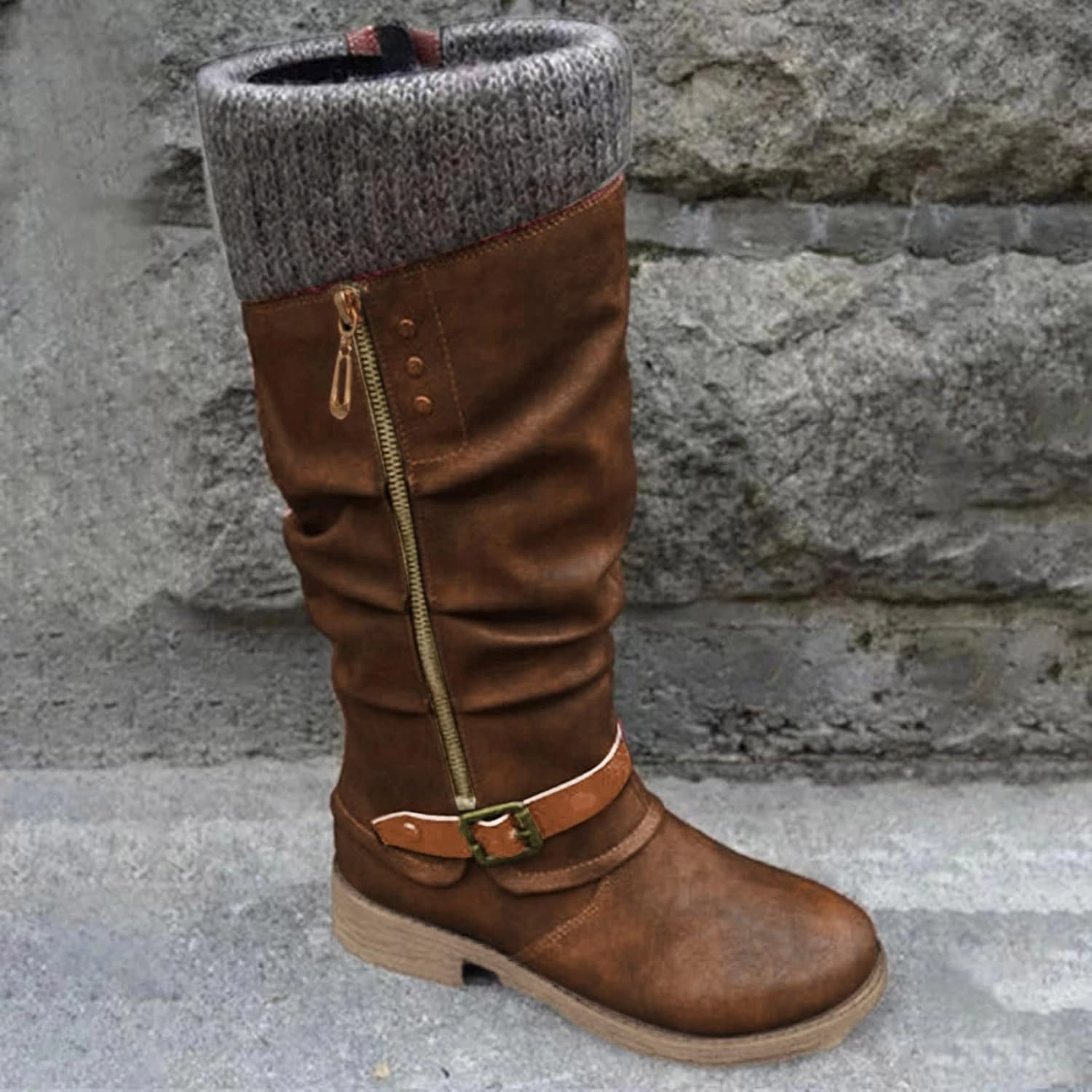 Eduavar Cowboy Boots for Women Cowboy Style, Western Boots Women Winter 2023 Knee High Snow Boots Round Toe Booties Shoes Larry Mahan Boots