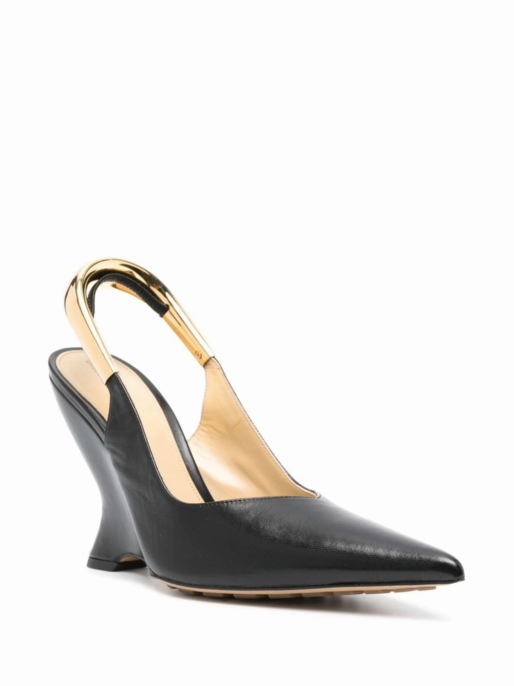 100mm wedge slingback leather pumps Leather Knee High Boots