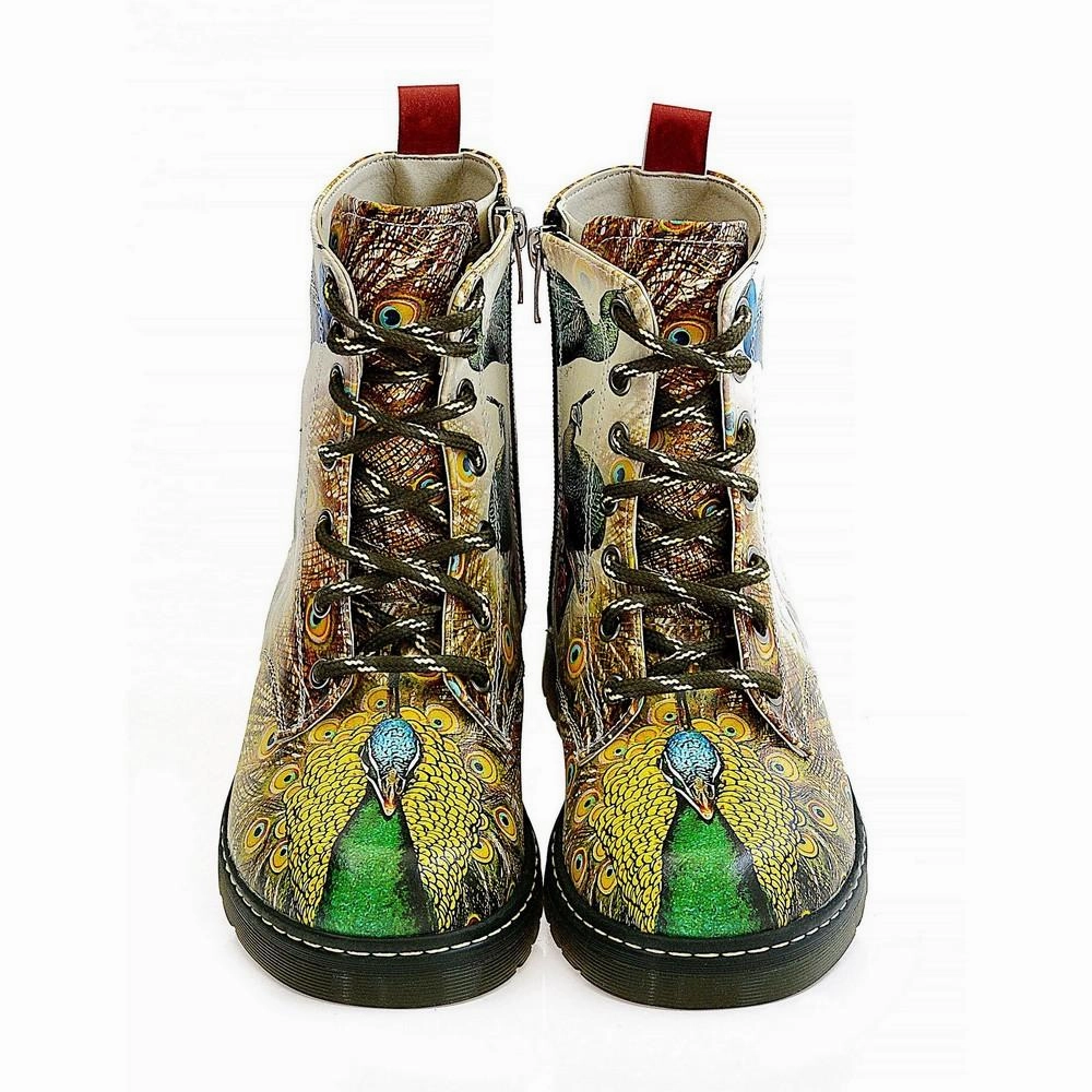 Peacock Bird Long Boots AMAR116 Martens As Motorcycle Boots