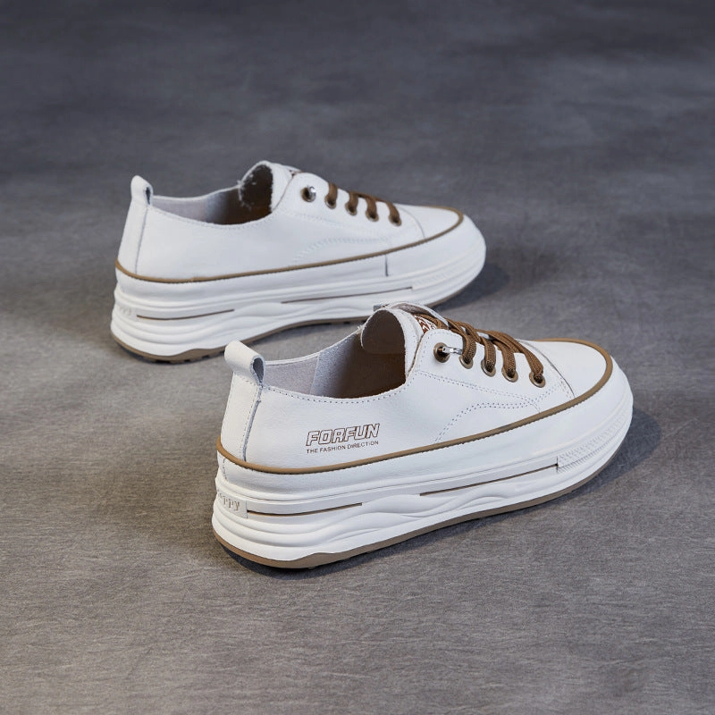 Women Fashion Leather Thick Soled Skate Casual Shoes Trashed Skate Shoes